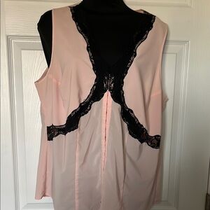 Romantic Pink and Black Lace Chemise